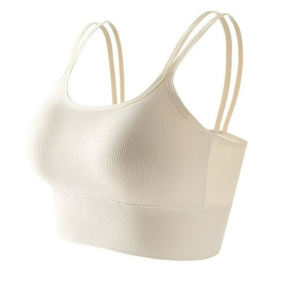 WTOBBY Wire-Free Women's Camisole with Removable Chest Pad, Sexy Oversized Comfort Fit Sleepwear, Plus Size Stretchy Soft Tank Top for Layering and Support,Beige L