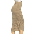 thumbnail image 2 of Made by Johnny Women's Slim fit Bodycon Party Club Night Out Elegant Ruched High Waist Long Pencil Skirt with Side Shirring XXL TAUPE, 2 of 6