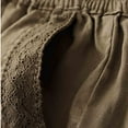 thumbnail image 7 of Besolor Women's Cropped Cotton Linen Pants Elastic Waist Casual Loose Lace Trim Tapered Capris Lounge Pants for Summer Khaki 1, 7 of 7