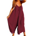 thumbnail image 2 of Gibobby Monos Holgados Mono informal con tirantes en 6 colores para mujer, pantalones de pierna ancha, mono sin mangas para el(Rojo， S), 2 of 5