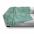 thumbnail image 3 of Dahlia Flower Soft Flannel Fleece Throw Blanket, Repeating Fashioned Dots Spots Mother Earth Theme Peony Graphic Image, Cozy Plush for Indoor and Outdoor Use, 50" x 70", White Teal, by Ambesonne, 3 of 6