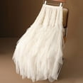 thumbnail image 4 of Miluxas Women's Tulle Long Skirt Elastic High Waist Layered Cake Skirt Solid Casual Party A-Line Mesh Skirt Beige, 4 of 5