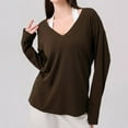 thumbnail image 5 of Bpmpbo Women's Long Sleeve Shirts Yoga Clothing Sports Exercise Running T Shirts Pullover Tops Sexy Off the Shoulder V-Neck Solid Color Breathable Tee Casual Loose Athletic Shirts, 5 of 9