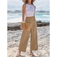 thumbnail image 4 of Pantalones Palazzo ANRABESS para mujer, cintura alta, pierna ancha, color caqui, 4 of 6