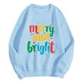 thumbnail image 5 of felwors Women's Christmas Sweatshirts & T-Shirts - Merry and Bright, Funny Xmas Lights Blouse Tops Holiday Shirts Sky Blue, XL, 5 of 6