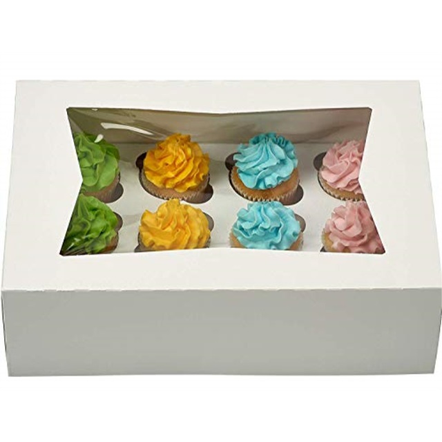 Cupcake Box holds 12, PACK of 10, 14x10x4 White Window ...