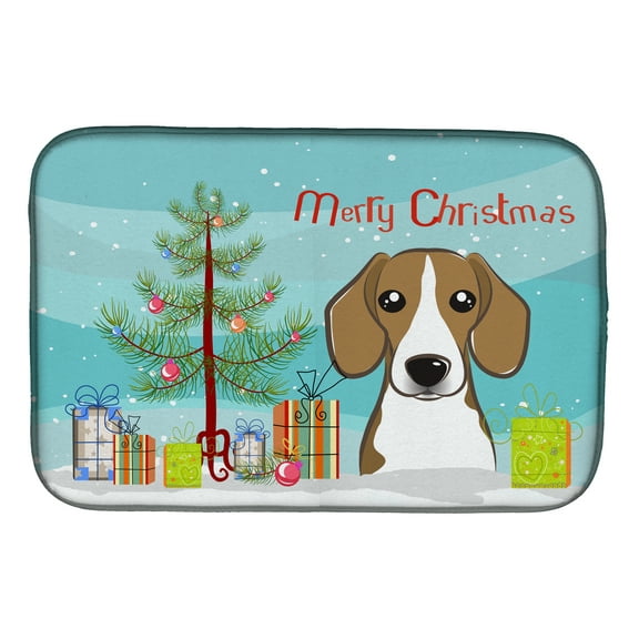 Christmas Tree and Beagle Dish Drying Mat