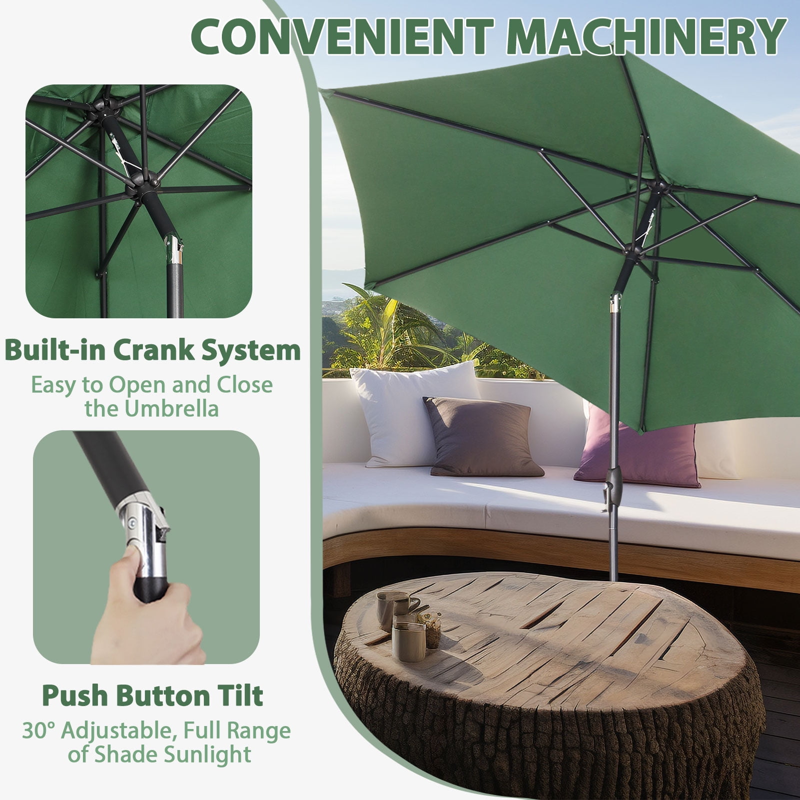 Autlaycil 9ft Outdoor Patio Umbrella, Tilt & Crank, Ideal Autlaycil 9ft Outdoor Patio Umbrella, Tilt & Crank, Ideal