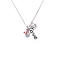 thumbnail image 2 of Delight Jewelry Silvertone Snowman with Red Scarf - Love and Lock Charm Necklace, 18"+1", 2 of 4