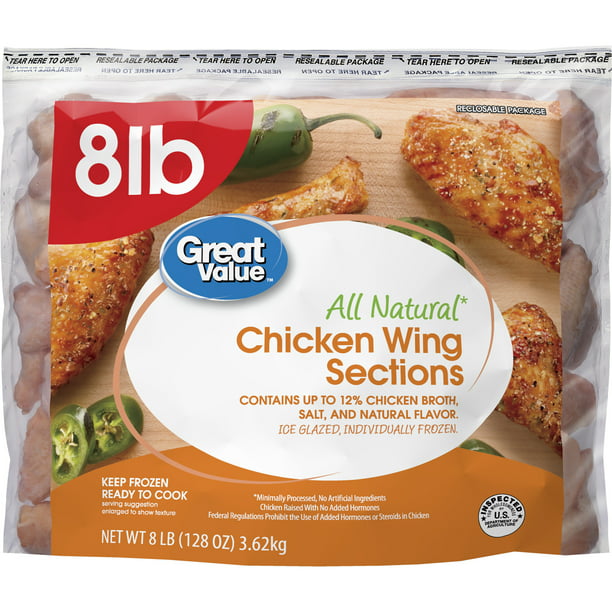 Great Value Chicken Wing Sections, 8 lb. (Frozen) - Walmart.com ...
