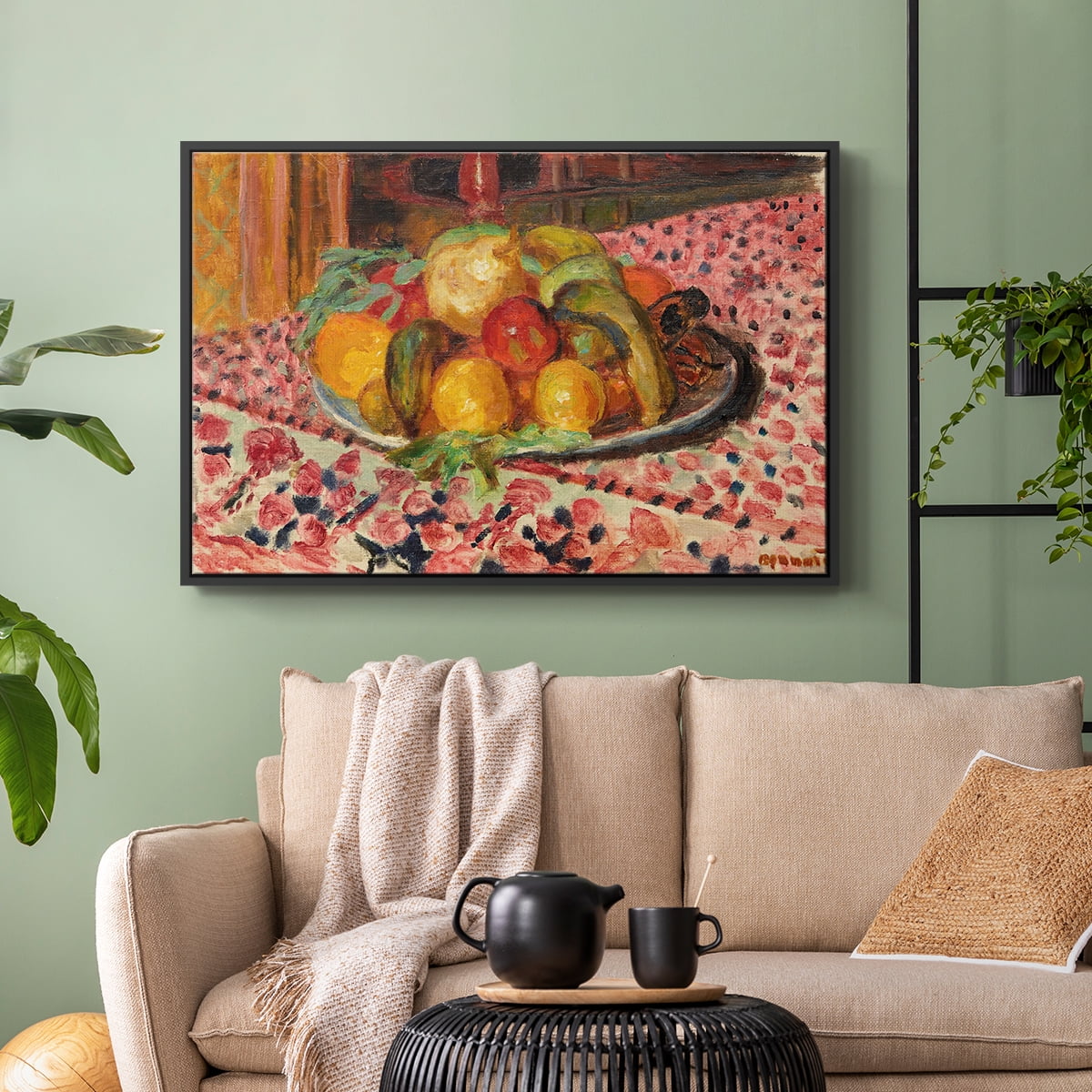 Vintage Botanical Print-LIV By Wexford Home Framed in Black Wood Gallery Wrapped Canvas 25 in. x 37 in.