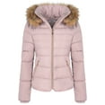 thumbnail image 3 of BodiLover, Women's, Winter Quilted Puffer Short Coat Jacket Plus Sizewith Removable Faux Fur Hood and Zipper, Lilac, 3X, 3 of 5