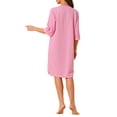 thumbnail image 3 of Batas de baño de spa para mujeres INSPIRE CHIC con mangas 3/4, pijamas, ropa de estar en casa, batas con cremallera, color rosa, 3 of 6