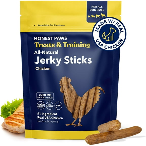 Honest Paws All-Natural Jerky Dog Treats, Chicken Jerky Sticks, Chicken Flavor