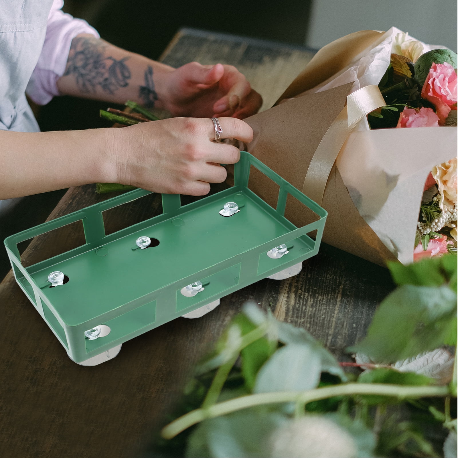 Raindrops 10 Pcs Flower Cages for Floral Arrangements Foam Artificial Flowers Mud Holder Green