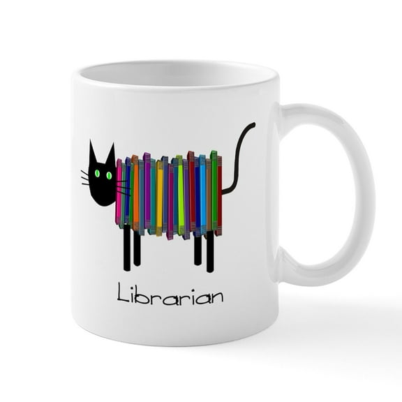CafePress - Librarian Book Cat Mug - 11 oz Ceramic Mug - Novelty Coffee Tea Cup