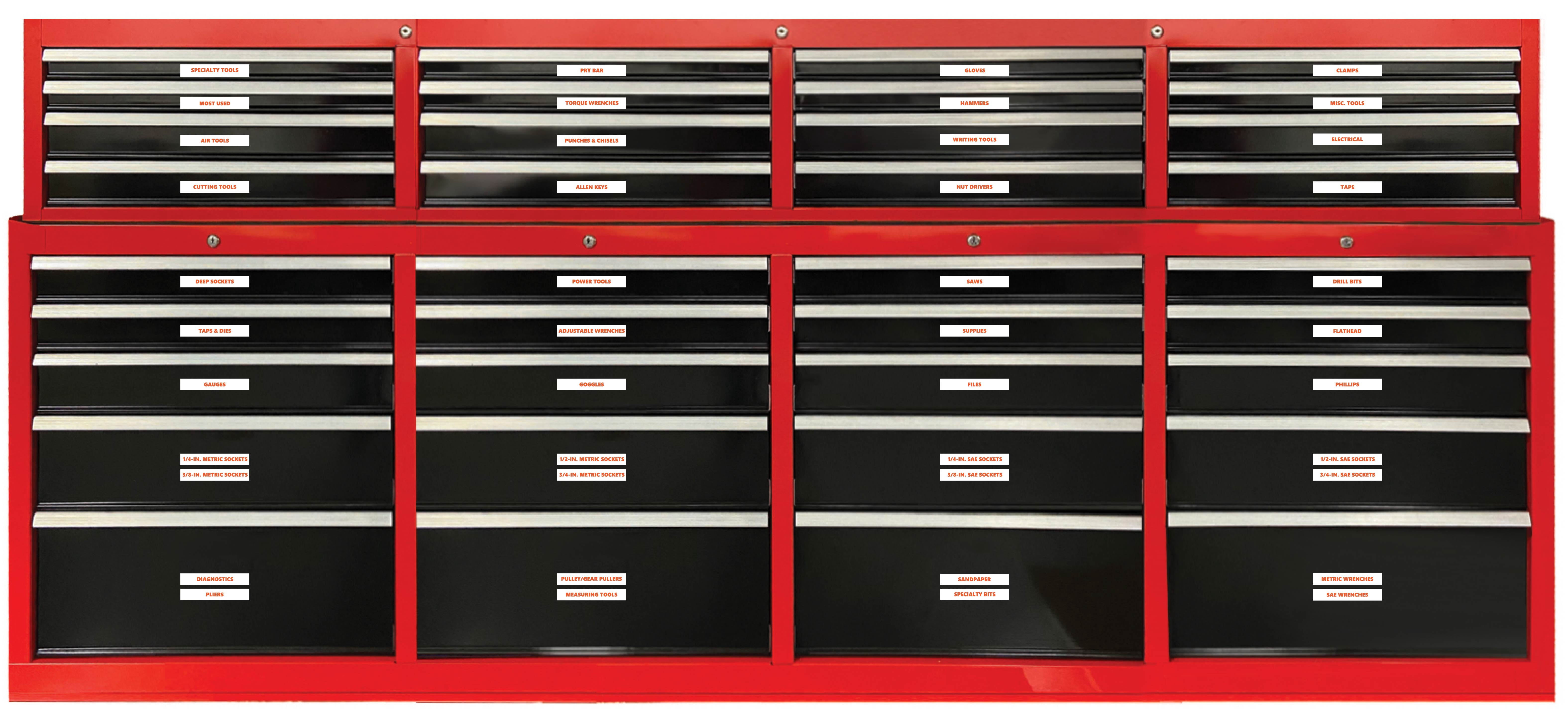 Toolbox Organizational Magnetic Labels Ultimate Set by DCM Solutions (Burnt Orange Inverted, 0.75"H x 4.5"W)
