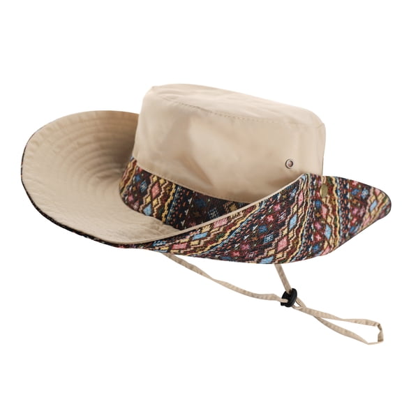 Audessy Women's Foldable Floppy Sun Hats, Bohemian Outdoor Beach Cap Summer Wide Brim Travel Fishing Bucket Hat, Khaki