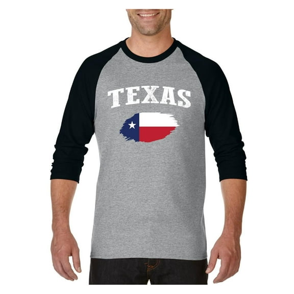 Mens Raglan Sleeve Baseball T-Shirts - Texas Flag