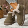 thumbnail image 2 of Rokment Winter Snow Boots for Women 2025 Fashion Casual Suede Buckles Comfortable Fleece Lined Warm Flat Slip on Loafers Walking Ankle Booties Green Size 8.5, 2 of 8