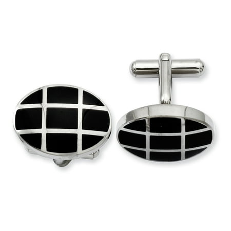 Roy Rose Jewelry Stainless Steel Black IP-plated Cuff Links