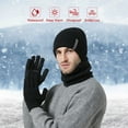 thumbnail image 1 of YAOBAMM Windproof Hat Scarf Gloves 1 Set Hat Scarf Set Unisex Thick Warm Elastic Cozy Windproof Outdoor Touch Screen Neck Head Hands Protection, 1 of 6