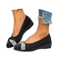 thumbnail image 3 of Casual Shoes for Women Elegant Round Toe On Casual Shoes For With Embellishments Comfortable Flat Sole Everyday Footwear For All Day Wear Wide Fit,Black,CN:42(US:9), 3 of 9