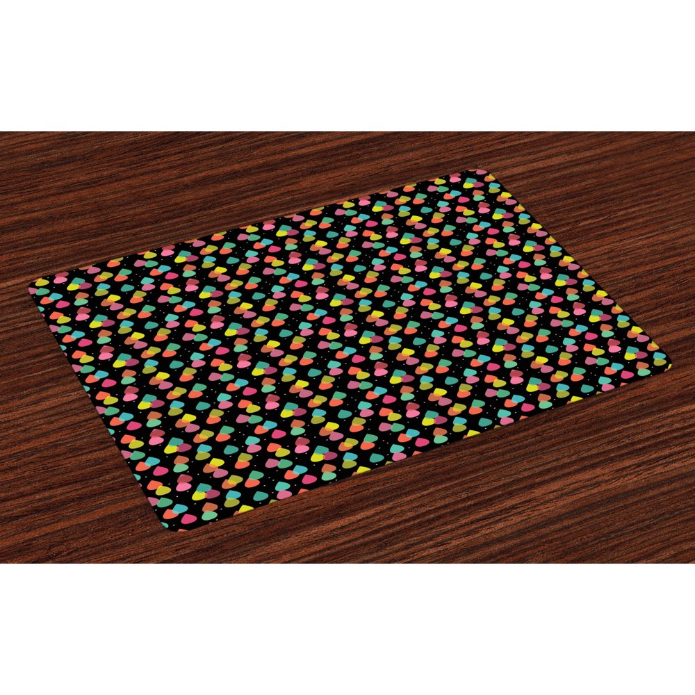 Colorful Placemats Set of 4 Abstract Pattern with Raindrops in Lively