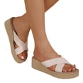 thumbnail image 6 of Straw Beach Sandals Summer Strap Slides Slingback Open Toe Flats Woven Outdoor Sandals for Women, 6 of 9