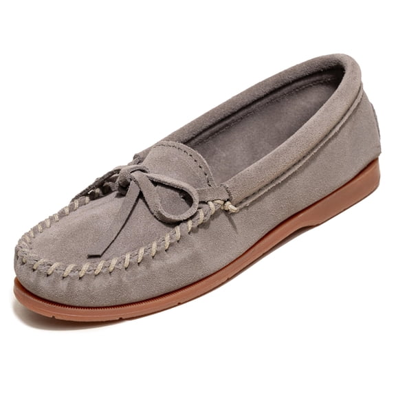 Minnetonka Women's Tie Slip On, Grey, Size 7