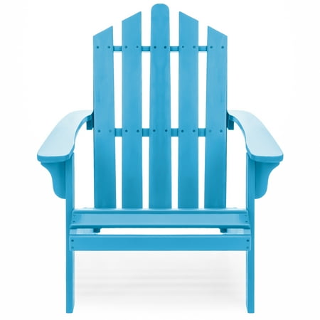 Classic Collection Folding Adirondack Chair - Best Choice Products Outdoor Patio Acacia Wooden Adirondack Chair (Blue)