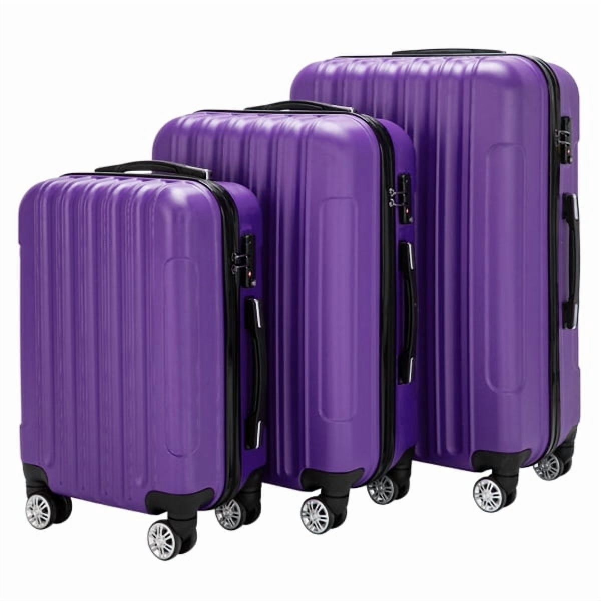 Alvantor 3-in-1 Large Capacity Travel Suitcase Set, Durable ABS+PC Hardshell Luggage with Wheels, Purple (20"|24"|28")