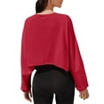 thumbnail image 4 of Women Long Sleeve Crew Neck Loose Fit Casual Cropped Sweatshirts Tops, 4 of 5