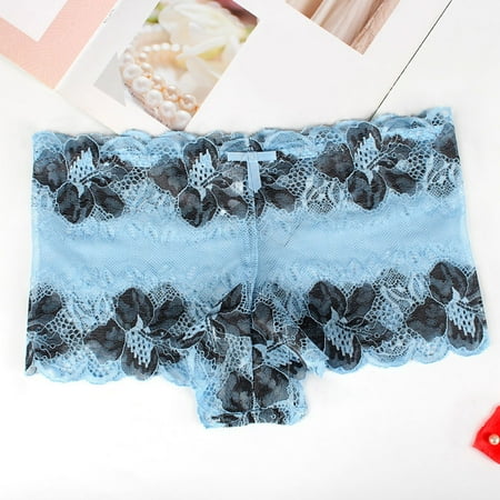 

Hunpta Underwear Women Lace Transparent Contrast Rose Pattern Triangle Underpants
