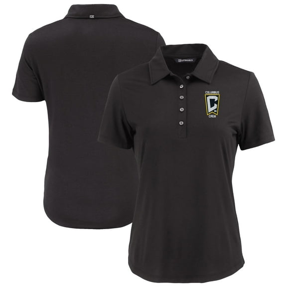 Women's-Cutter & Buck  Black Columbus Crew Coastline Epic Comfort Eco Recycled Polo