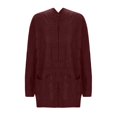 thumbnail image 5 of Wyobmus Womens Long Cardigan Sweaters Plus Size Knit Cardigan Solid Loose Long Sleeves Cable Knit Blouse Cardigan Coat Burgundy, 5 of 6