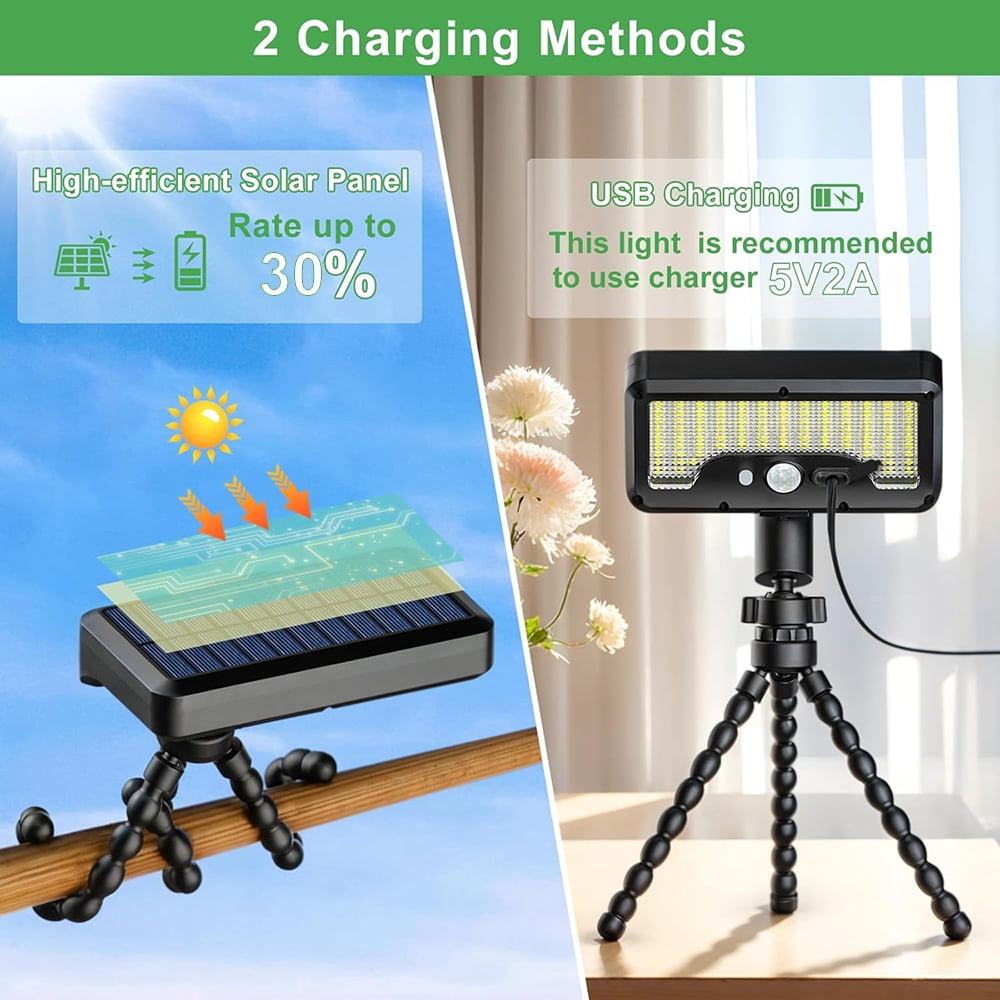 Solar Lights Outdoor, 7000LM Motion Sensor Solar Outdoor Lights with Flexible Octopus Tripod, Waterproof Solar Flood Security Lights for Front Door Yard Garage Deck Fence Camping