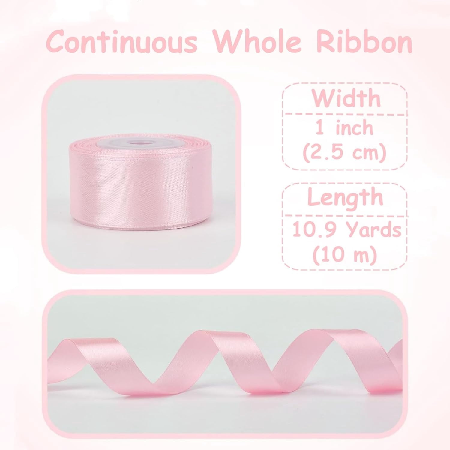 12 Colors 130.8 Yards Ribbon, 1 Inch Satin Ribbon for Crafts Gift Wrapping Flower Bouquet Party Birthday Wedding Hair Bows Invitation and Festival Decorations - 10.9 Each