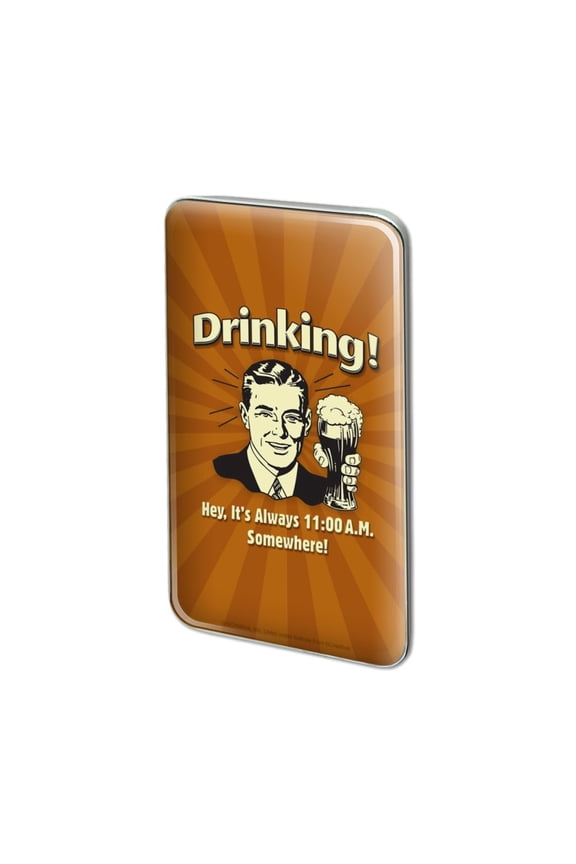 Drinking It's Always 11am Somewhere Funny Humor Metal Rectangle Lapel Hat Pin Tie Tack Pinback