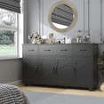 thumbnail image 5 of HAUXITIO Farmhouse Buffet Cabinet with 4 Barn Doors & 3 Drawers,Coffee Bar Sideboard for Kitchen & Dining Room,Black+Brown, 5 of 8