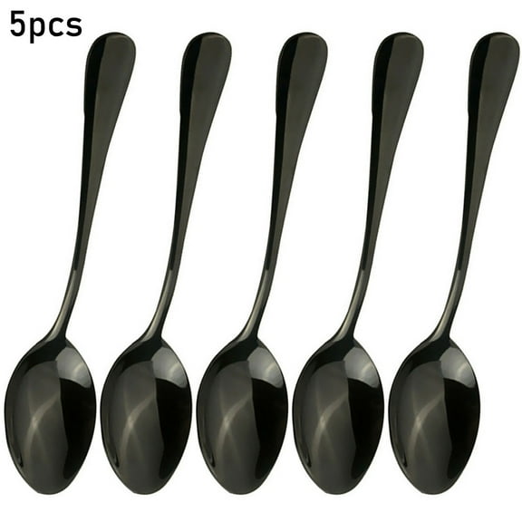 UHUSE 5pcs Teaspoons Stainless Steel Spoons Coffee Tea Spoon Teaspoon Black