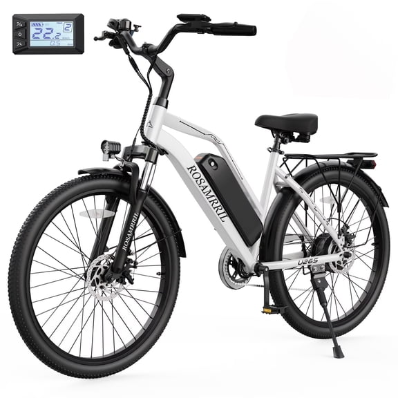 ROSAMRRIL 750W Peak Power E-Bike 26" Electric Commuter Bike for Adults, 40-Mile Range, 7-Speed Gear System, UL2849 Certified, Ideal for Women Riders.