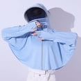 thumbnail image 6 of aohooy Women Zip Front Scrub Jacket Summer Casual Soft Ice Silk Anti-UV Shirt Hooded Jackets Sun Protection Long Sleeve Shawl Quick Drying Sweatshirt Blue,Free Size, 6 of 7