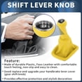 thumbnail image 3 of Unique Bargains 6 Speed Manual Gear Shifter Knob with Cover, Automotive Gearbox Stick Shifter Lever Knob for VW Bora 1999-2005 Plastic Faux Leather Yellow Black, 1 Pc, 3 of 6