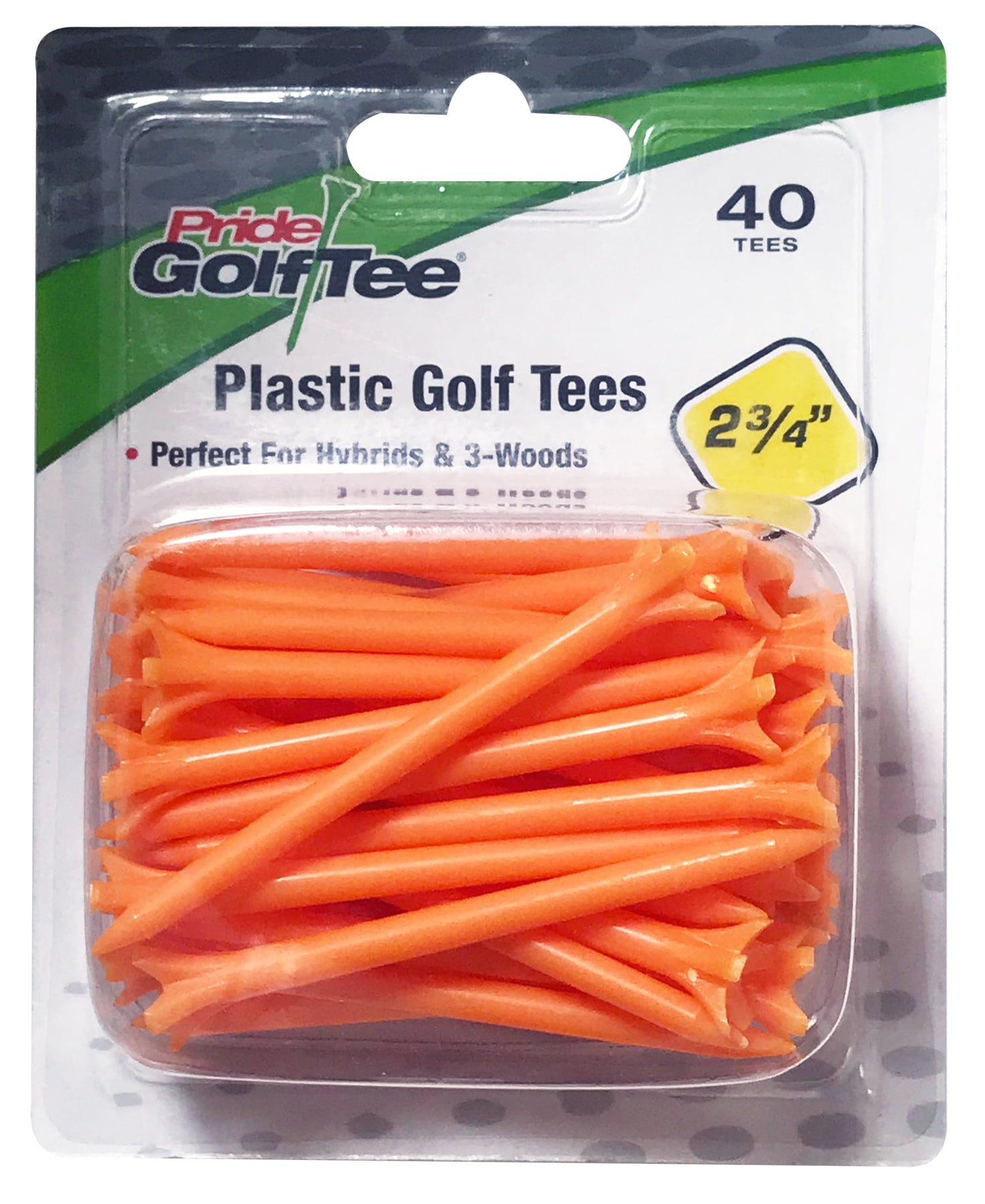 2-3/4' Pride Plastic Golf Tee, Citrus Orange (40 Count)