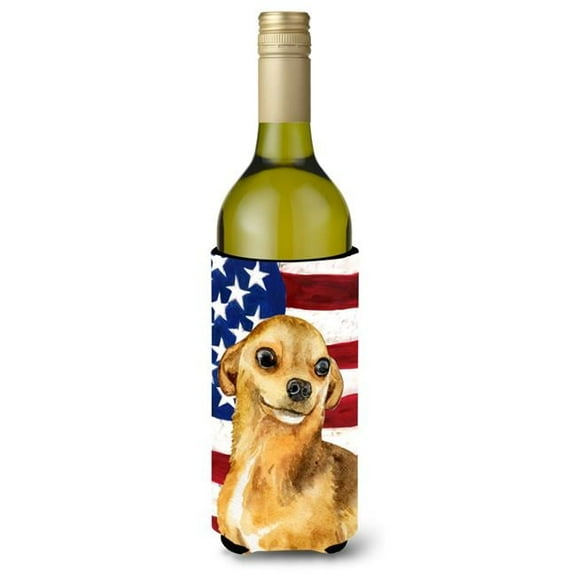 Chihuahua Patriotic Wine Bottle Beverge Insulator Hugger