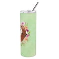thumbnail image 4 of Basset Hound Green Flowers Double Walled Stainless Steel 20 oz Skinny Tumbler, 4 of 4