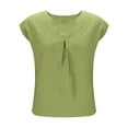 thumbnail image 4 of Womens Tank Tops Plus Size under $5 Cotton Linen Cap Sleeve Sleeveless Solid Color Loose Shirt T-shirt Green M, 4 of 6