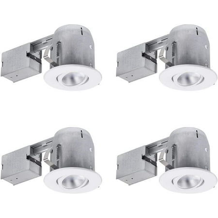 

5 LED IC Rated Swivel Round Trim Recessed Lighting Kit 4-Pack White Easy Install Push-N-Click Clips LED Bulbs Included 4.25 Hole Size 90957