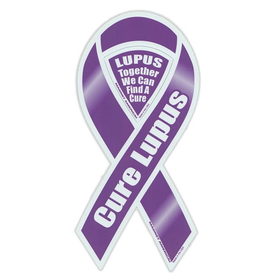 Magnetic Bumper Sticker - Lupus Awareness - Ribbon Shaped Support Magnet - 4" x 8"
